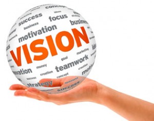 The word vision featured on a clear ball